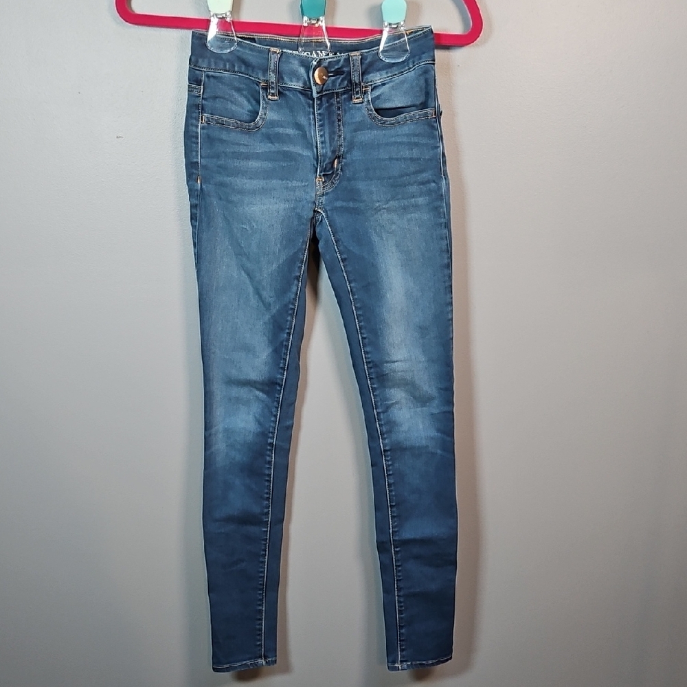 American Eagle Outfitters AEO Sateen X Blue Skinny Jeans Jeggings